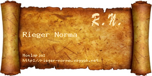 Rieger Norma névjegykártya